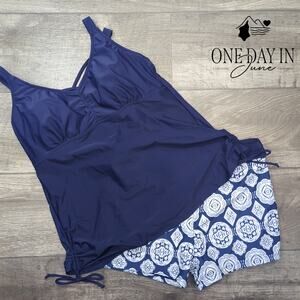 Tempt Me Cage Back Boyshort Tankini Swimsuit Size XL